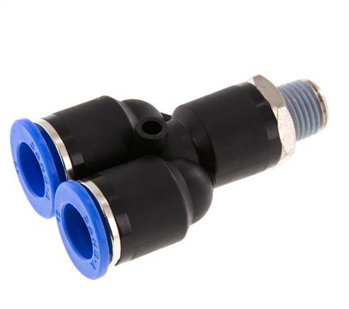 12mm x R1/4'' Y-koppeling Messing/PA 66 Insteekfitting Buitendraad Draaibaar NBR