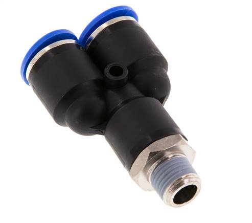 12mm x R1/4'' Y-koppeling Messing/PA 66 Insteekfitting Buitendraad Draaibaar NBR
