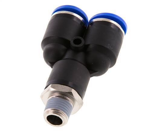 12mm x R1/4'' Y-koppeling Messing/PA 66 Insteekfitting Buitendraad Draaibaar NBR