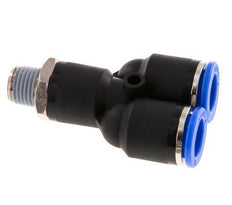 12mm x R1/4'' Y-koppeling Messing/PA 66 Insteekfitting Buitendraad Draaibaar NBR