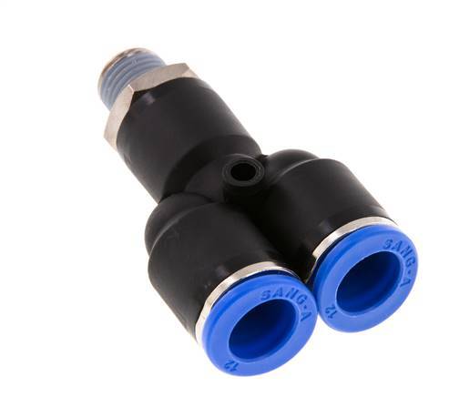 12mm x R1/4'' Y-koppeling Messing/PA 66 Insteekfitting Buitendraad Draaibaar NBR