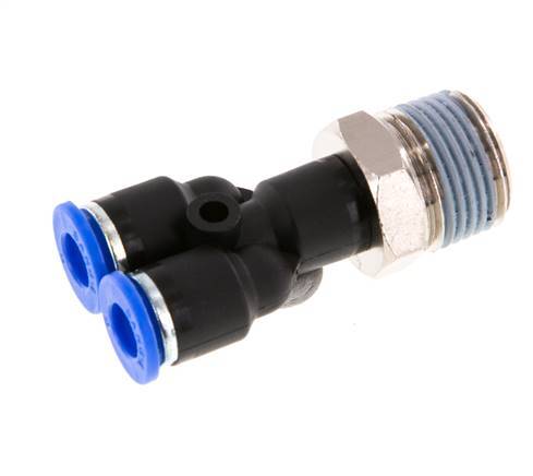 6mm x R3/8'' Y Push-in Fitting with Male Threads Brass/PA 66 NBR Rotatable [2 Pieces]