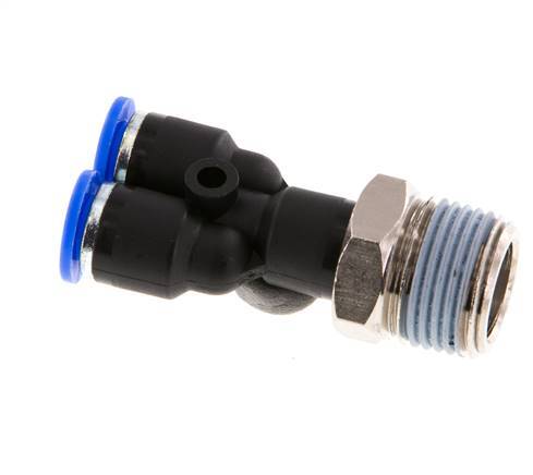 6mm x R3/8'' Y Push-in Fitting with Male Threads Brass/PA 66 NBR Rotatable [2 Pieces]