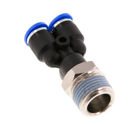 6mm x R3/8'' Y-koppeling Messing/PA 66 Insteekfitting Buitendraad Draaibaar NBR [2 Stuks]