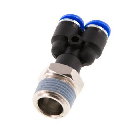 6mm x R3/8'' Y-koppeling Messing/PA 66 Insteekfitting Buitendraad Draaibaar NBR [2 Stuks]
