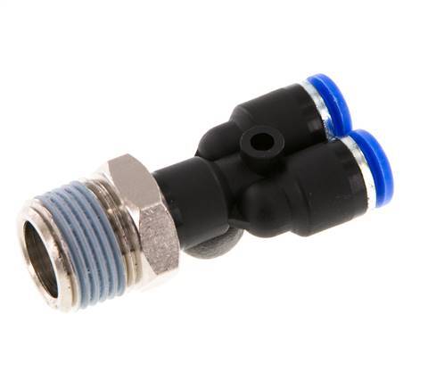 6mm x R3/8'' Y-koppeling Messing/PA 66 Insteekfitting Buitendraad Draaibaar NBR [2 Stuks]