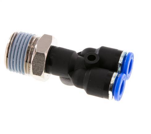 6mm x R3/8'' Y-koppeling Messing/PA 66 Insteekfitting Buitendraad Draaibaar NBR [2 Stuks]