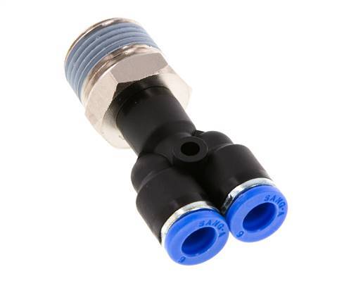 6mm x R3/8'' Y-koppeling Messing/PA 66 Insteekfitting Buitendraad Draaibaar NBR [2 Stuks]
