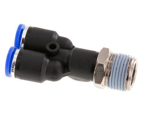8mm x R3/8'' Y Push-in Fitting with Male Threads Brass/PA 66 NBR Rotatable [2 Pieces]