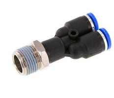 8mm x R3/8'' Y-koppeling Messing/PA 66 Insteekfitting Buitendraad Draaibaar NBR [2 Stuks]