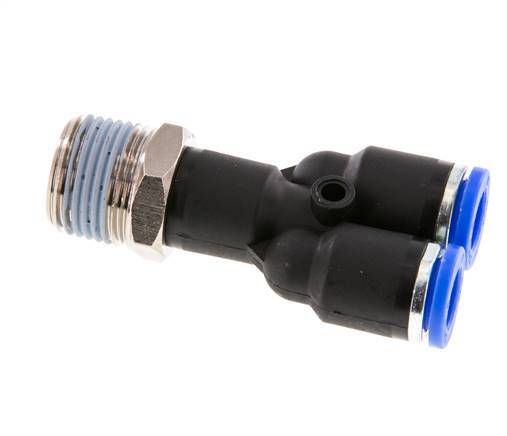8mm x R3/8'' Y-koppeling Messing/PA 66 Insteekfitting Buitendraad Draaibaar NBR [2 Stuks]
