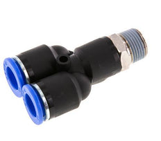 12mm x R3/8'' Y-koppeling Messing/PA 66 Insteekfitting Buitendraad Draaibaar NBR