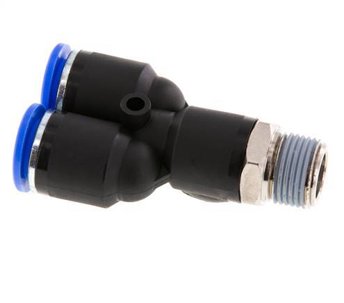 12mm x R3/8'' Y-koppeling Messing/PA 66 Insteekfitting Buitendraad Draaibaar NBR