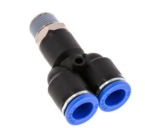 12mm x R3/8'' Y-koppeling Messing/PA 66 Insteekfitting Buitendraad Draaibaar NBR