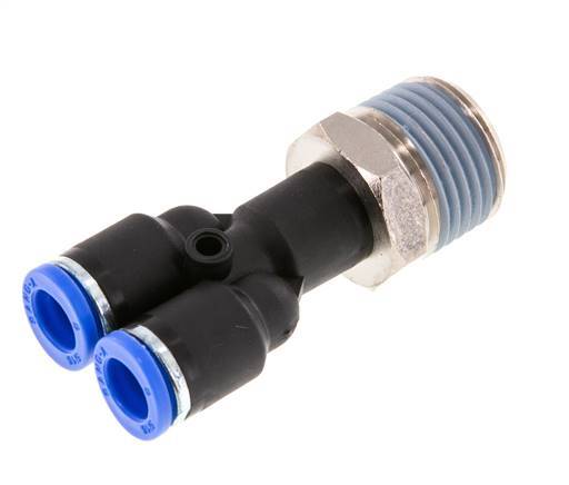 8mm x R1/2'' Y-koppeling Messing/PA 66 Insteekfitting Buitendraad Draaibaar NBR