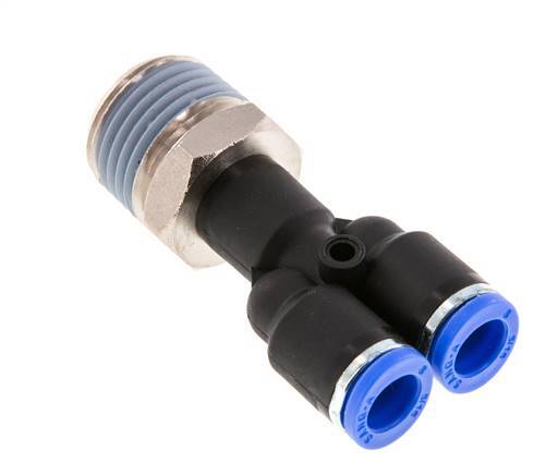 8mm x R1/2'' Y-koppeling Messing/PA 66 Insteekfitting Buitendraad Draaibaar NBR