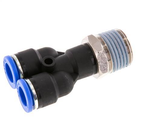 10mm x R1/2'' Y-koppeling Messing/PA 66 Insteekfitting Buitendraad Draaibaar NBR