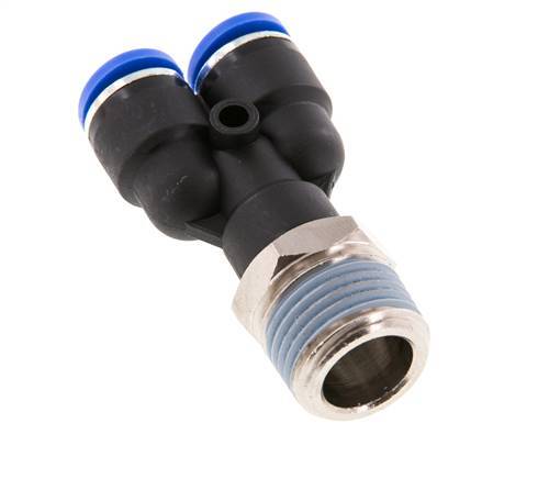10mm x R1/2'' Y-koppeling Messing/PA 66 Insteekfitting Buitendraad Draaibaar NBR