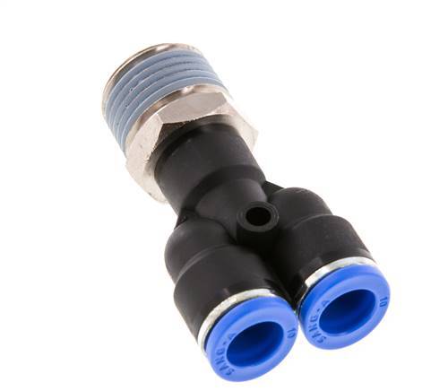 10mm x R1/2'' Y-koppeling Messing/PA 66 Insteekfitting Buitendraad Draaibaar NBR