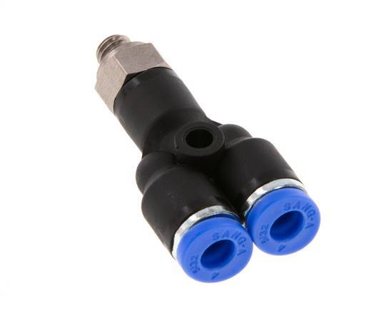 4mm x M 5 Y-koppeling Messing/PA 66 Insteekfitting Buitendraad Draaibaar NBR [2 Stuks]