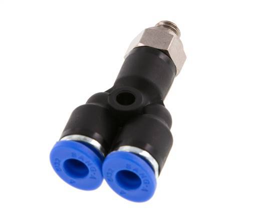 4mm x M 5 Y-koppeling Messing/PA 66 Insteekfitting Buitendraad Draaibaar NBR [2 Stuks]