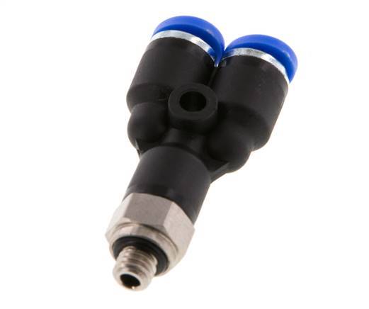 4mm x M 5 Y-koppeling Messing/PA 66 Insteekfitting Buitendraad Draaibaar NBR [2 Stuks]