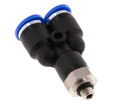 6mm x M 5 Y-koppeling Messing/PA 66 Insteekfitting Buitendraad Draaibaar NBR [2 Stuks]
