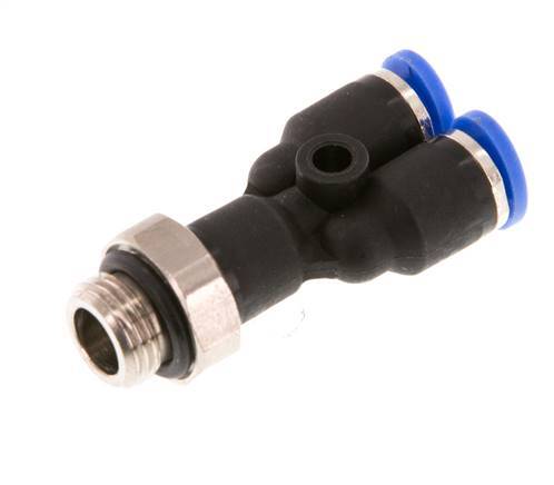 4mm x G1/8'' Y Push-in Fitting with Male Threads Brass/PA 66 NBR Rotatable [2 Pieces]