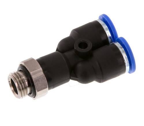 6mm x G1/8'' Y Push-in Fitting with Male Threads Brass/PA 66 NBR Rotatable [2 Pieces]