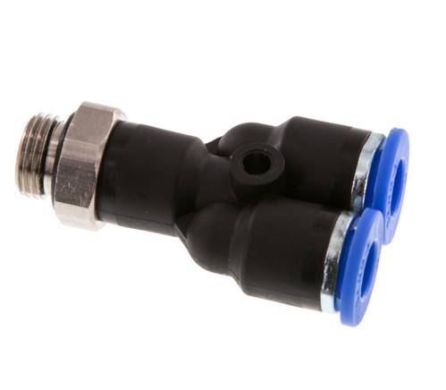 6mm x G1/8'' Y-koppeling Messing/PA 66 Insteekfitting Buitendraad Draaibaar NBR [2 Stuks]