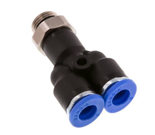 6mm x G1/8'' Y-koppeling Messing/PA 66 Insteekfitting Buitendraad Draaibaar NBR [2 Stuks]