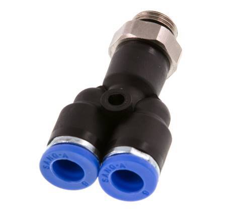 6mm x G1/8'' Y-koppeling Messing/PA 66 Insteekfitting Buitendraad Draaibaar NBR [2 Stuks]