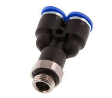 6mm x G1/8'' Y-koppeling Messing/PA 66 Insteekfitting Buitendraad Draaibaar NBR [2 Stuks]
