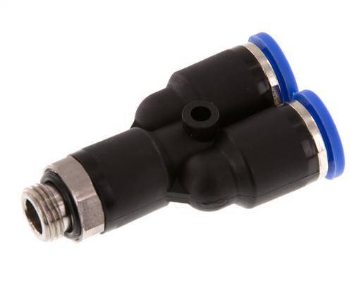8mm x G1/8'' Y Push-in Fitting with Male Threads Brass/PA 66 NBR Rotatable [2 Pieces]