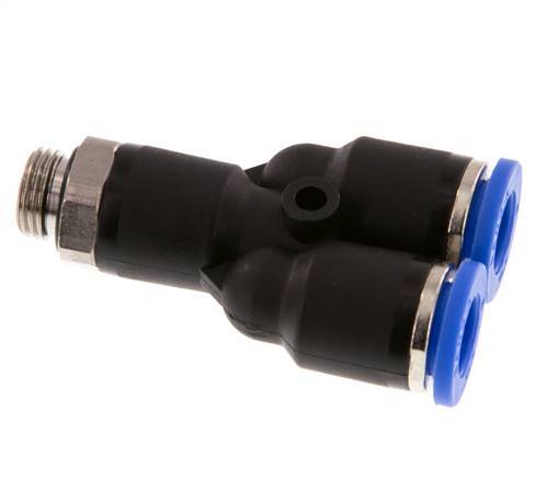 8mm x G1/8'' Y Push-in Fitting with Male Threads Brass/PA 66 NBR Rotatable [2 Pieces]