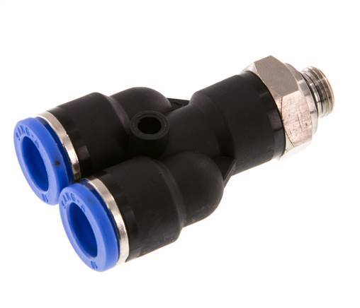 10mm x G1/8'' Y-koppeling Messing/PA 66 Insteekfitting Buitendraad Draaibaar NBR
