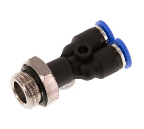 4mm x G1/4'' Y Push-in Fitting with Male Threads Brass/PA 66 NBR Rotatable [2 Pieces]