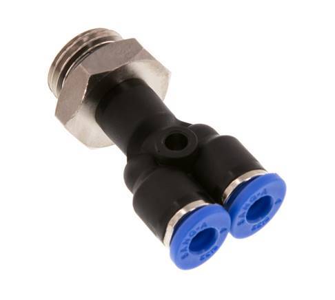 4mm x G1/4'' Y Push-in Fitting with Male Threads Brass/PA 66 NBR Rotatable [2 Pieces]