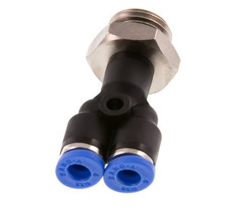4mm x G1/4'' Y Push-in Fitting with Male Threads Brass/PA 66 NBR Rotatable [2 Pieces]