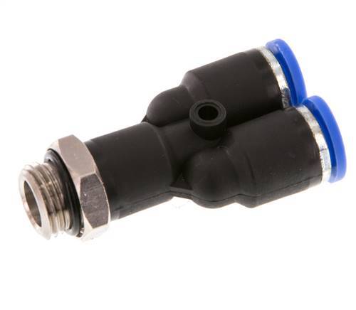 8mm x G1/4'' Y Push-in Fitting with Male Threads Brass/PA 66 NBR Rotatable [2 Pieces]