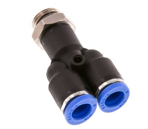 8mm x G1/4'' Y Push-in Fitting with Male Threads Brass/PA 66 NBR Rotatable [2 Pieces]