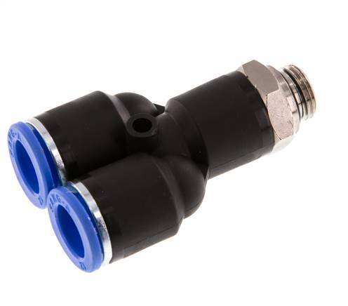 12mm x G1/4'' Y-koppeling Messing/PA 66 Insteekfitting Buitendraad Draaibaar NBR