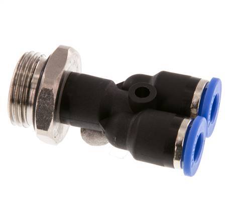 6mm x G3/8'' Y-koppeling Messing/PA 66 Insteekfitting Buitendraad Draaibaar NBR [2 Stuks]