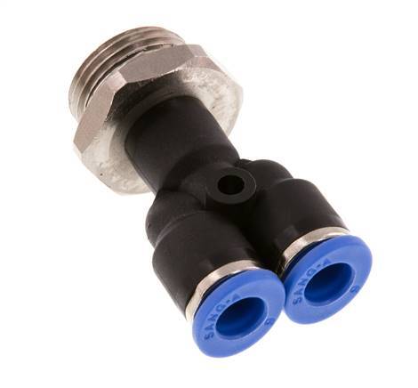 6mm x G3/8'' Y Push-in Fitting with Male Threads Brass/PA 66 NBR Rotatable [2 Pieces]