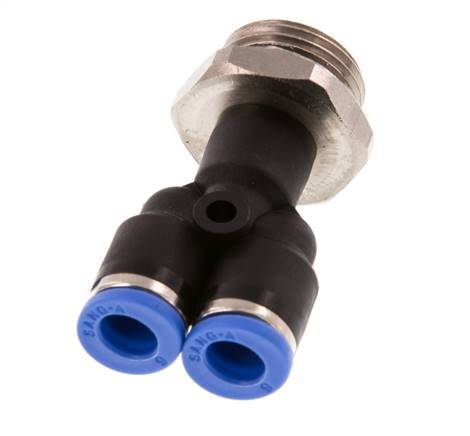 6mm x G3/8'' Y-koppeling Messing/PA 66 Insteekfitting Buitendraad Draaibaar NBR [2 Stuks]