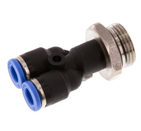 6mm x G3/8'' Y-koppeling Messing/PA 66 Insteekfitting Buitendraad Draaibaar NBR [2 Stuks]
