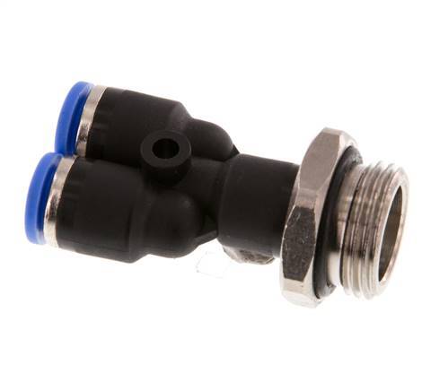 6mm x G3/8'' Y-koppeling Messing/PA 66 Insteekfitting Buitendraad Draaibaar NBR [2 Stuks]
