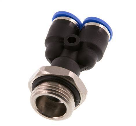 6mm x G3/8'' Y-koppeling Messing/PA 66 Insteekfitting Buitendraad Draaibaar NBR [2 Stuks]
