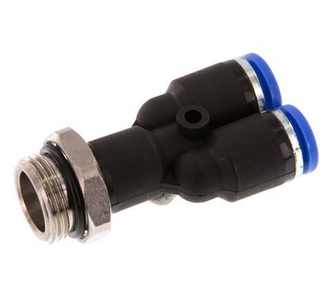8mm x G3/8'' Y-koppeling Messing/PA 66 Insteekfitting Buitendraad Draaibaar NBR [2 Stuks]