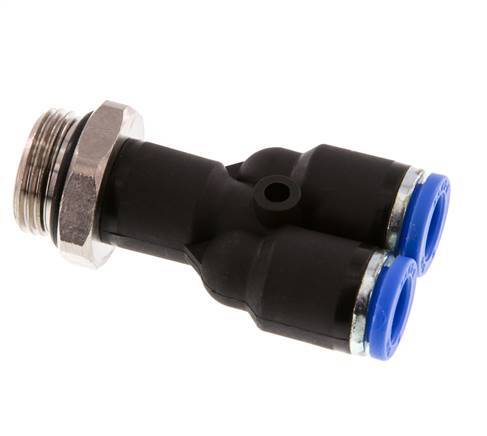 8mm x G3/8'' Y-koppeling Messing/PA 66 Insteekfitting Buitendraad Draaibaar NBR [2 Stuks]